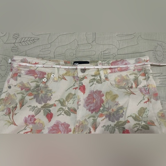 NWT The Kooples Rose Printed Boyfriend Jeans Ecru Floral Zip-Fly - Picture 14 of 16